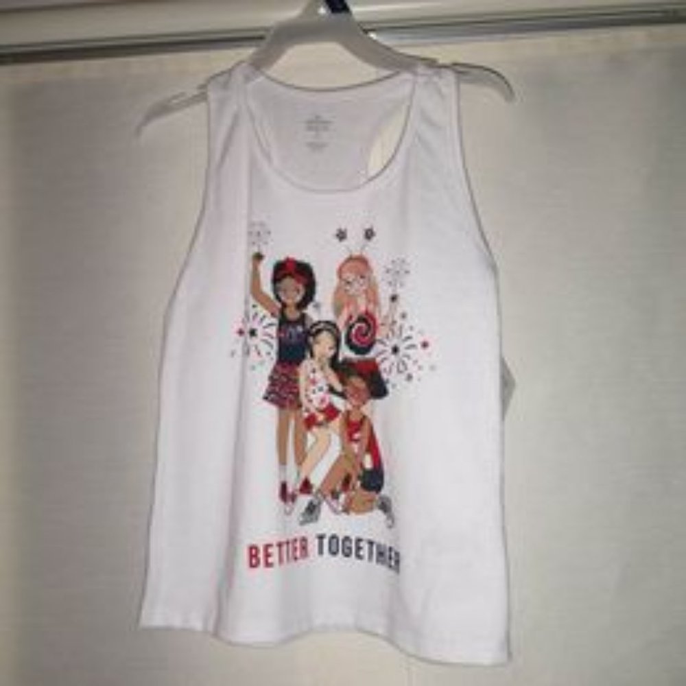 nwt little girls red/white/blue better together tank top shirt size XS(4-5 K-097